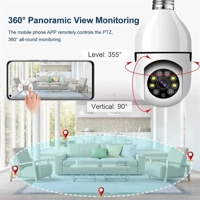 Tuya 5G WiFi Bulb Camera 5MP 3MP Indoor Security Two Way Audio Auto Tracking Human Colorful Night Vision E27 Base Mini PT Camera