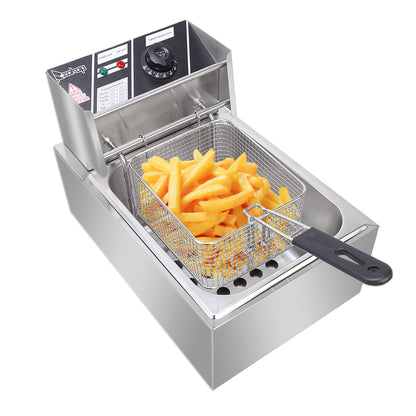【Old code-56252372】 EH81 2500W 220-240V 6.3QT/6L Stainless Steel Single Cylinder Electric Fryer UK Plug