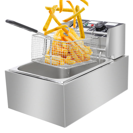 【Old code-56252372】 EH81 2500W 220-240V 6.3QT/6L Stainless Steel Single Cylinder Electric Fryer UK Plug