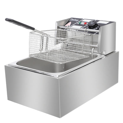 【Old code-56252372】 EH81 2500W 220-240V 6.3QT/6L Stainless Steel Single Cylinder Electric Fryer UK Plug