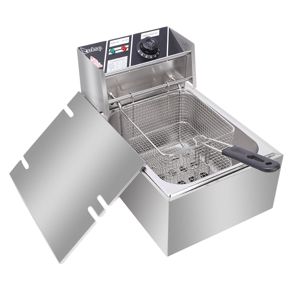 【Old code-56252372】 EH81 2500W 220-240V 6.3QT/6L Stainless Steel Single Cylinder Electric Fryer UK Plug