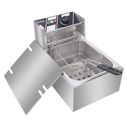【Old code-56252372】 EH81 2500W 220-240V 6.3QT/6L Stainless Steel Single Cylinder Electric Fryer UK Plug