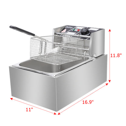 【Old code-56252372】 EH81 2500W 220-240V 6.3QT/6L Stainless Steel Single Cylinder Electric Fryer UK Plug