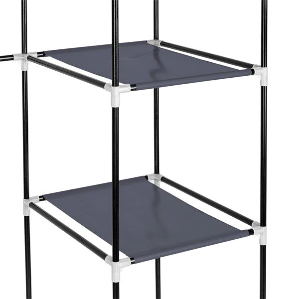 69" Portable Clothes Closet Wardrobe Storage Organizer with Non-Woven Fabric Quick and Easy to Assemble Extra Strong and Durable Gray